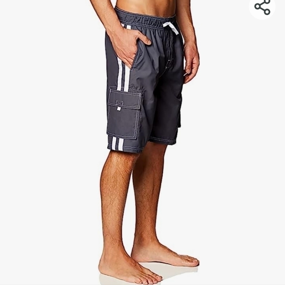 Kanu Surf Barracuda Swim Trunks Charcoal NWT